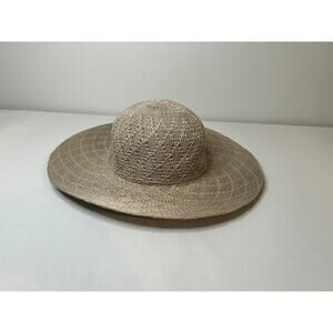 C.C Crochet Wide Brim Sun Hat Women’s Beige Floppy Beach Vacation Hat